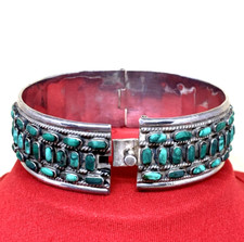 BRACCIALE RIGIDO APRIBILE IN ARGENTO 925 E TURCHESE MESSICANO NATURALE GR. 62,2