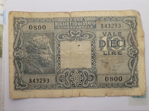Dieci lire italia - biglietto, di