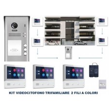 KIT VIDEOCITOFONO 2 FILI 3 FAMIGLIE COLORI PRODOTTO ITALIANO TIPO URMET COMELIT.