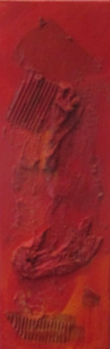 Collage materiale olio rosso