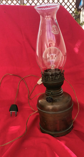 Lampada olio ottone brunito - lampada,