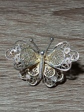 Argento 800 Spilla Filigrana Farfalla Pin