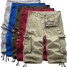 Pantaloncini cargo uomo casual tinta unita multitasche lavati lounge -30 31 32 34 36 38 40