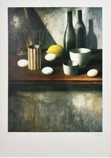 Marcello Scuffi- NATURA MORTA CON LIMONE E UOVA - Litografia Originale Firmata 