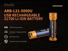FENIX Batteria Ricaricabile 21700 5000 mAh con ingresso usb ARB-L21-5000U