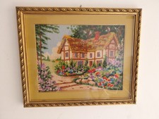 Quadro ricamato punto a croce con cornice legno