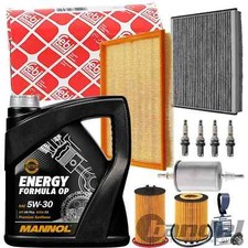 KIT FILTRI FEBI KIT ISPEZIONE + OLIO MANNOL 5W30 per OPEL MERIVA A 1.4 16V 90 CV