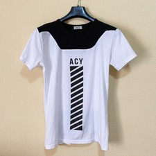 ACY T-shirt Bianco Nero, L ,Made In Italy Alternative Fashion Urban Streetwear