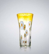 La murrina Fragranza vaso margherite gialle vetro murano nuovo bianco giallo