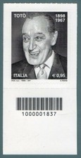 ITALIA 2017 CODICE A BARRE 1837 " 50° SCOMPARSA TOTO' " SINGOLO SN