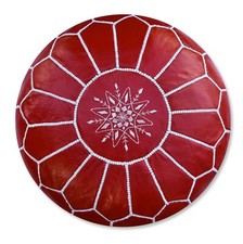 Pouf in pelle marocchina rosso