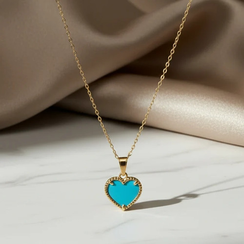 Collana con cuore azzurro - , in