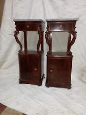 SET 2 COMODINI STILE LUIGI FILIPPO IN NOCE CON PIANO IN MARMO - Chiama x sconto