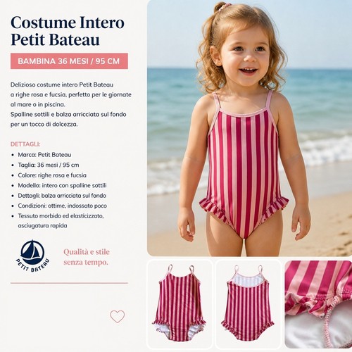 Costume intero bambina righe - intero,