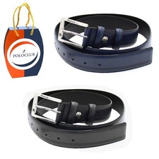 Cintura uomo PU con fodera in pelle box regalo POLOCLUB nero e blu 120 125 130