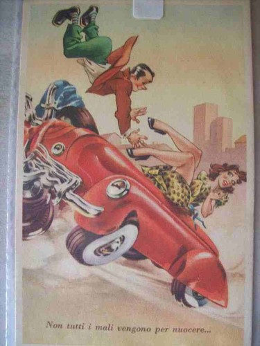 Cartolina umoristica con - con, auto