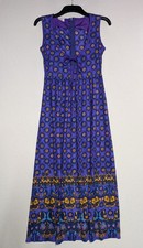 Abito senza maniche Dicel Courtaulds vintage anni 60 70 boho hippy viola UK 12