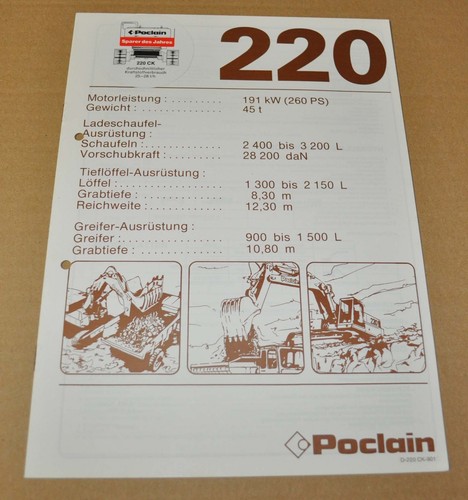 Brochure specifiche escavatore