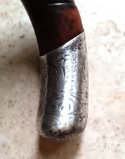 Antico bastone passeggio di un conte del luogo manico ritorto placcato argento