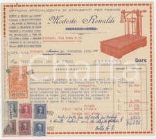 1952 FOSSANO (CN) Modesto RENALDI Officina di strumenti per pesare - Fattura