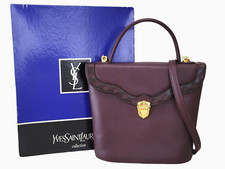 *Rara* Borsa a tracolla Yves Saint Laurent a mano in pelle bordeaux vintage YSL