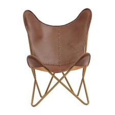 Sedia Farfalla Casa Fatta a Mano Pelle Vintage Relax Lounge Accento Con Supporto Nuova