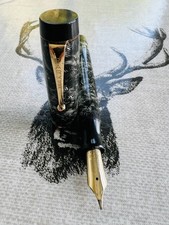 Parker Duofold Streamline Senior Fountain pen,huge 14k F Nib,Hatched Permanite