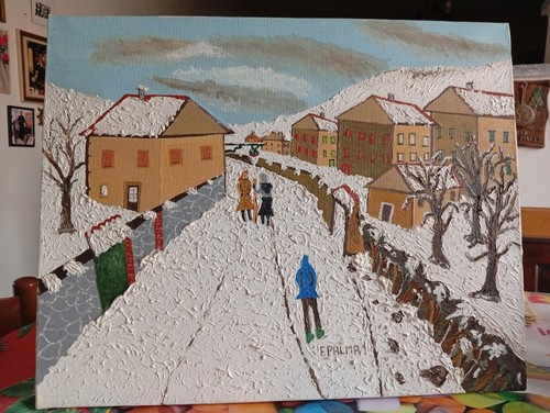 Quadro naif paesaggio - quadro,