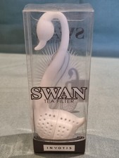 Novalty Invotis infusore filtro tè in gomma silicone bianco a forma di cigno nuovo con scatola