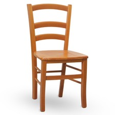 Sedia Venezia in legno di faggio color ciliegio con seduta in legno massello