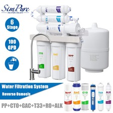 Purificatore sistema filtro acqua potabile osmosi inversa alcalina 6 stadi 100 GPD