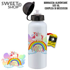 BORRACCIA UNICORNO PER BAMBINI 500 ML SCUOLA PERSONALIZZATA CON NOME ALLUMINIO 