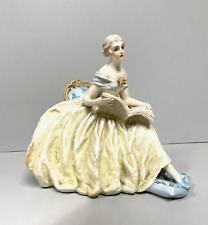 ANTICA SCULTURA DAMA in LETTURA CERAMICA MAIOLICA G. Cacciapuoti n° 1083 ANNI 30