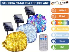 STRISCIA NATALIZIA LED DA ESTERNO CON PANNELLO SOLARE E TELECOMANDO 10M