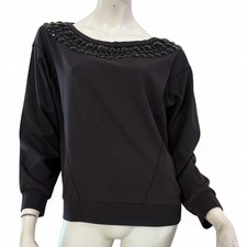 BLUMARINE Felpa grigio scuro decorata con pietre strass Tg IT 42