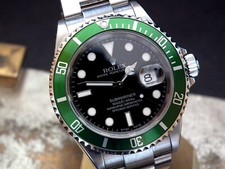 Bellissimo orologio da uomo Rolex Submariner 16610LV Flat 4 Kermit 2003 (serie F)