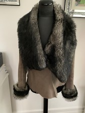 Cappotto a cascata Dom and Ruby vera pelle di pecora shearling pelliccia Toscana UK10-12 US8-10