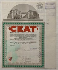 10 AZIONI CEAT TORINO TITOLO AZIONARIO CERTIFICATO NOMINATIVO 10/03/1971 SPL