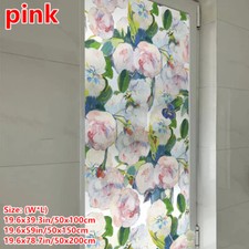 Pellicola Finestra Privacy Retro Floreale Vetro Adesivo Statico Fiore Rosa Camera da Letto