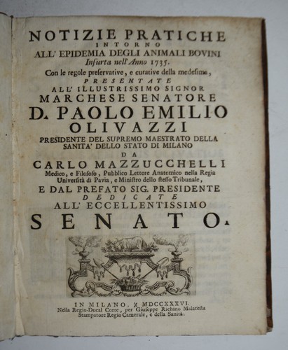 Epidemia bovini ediz 1736 - bovini, ediz.