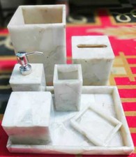 Set accessori bagno marmo scatola fazzoletti intarsio casa arredamento camera antico