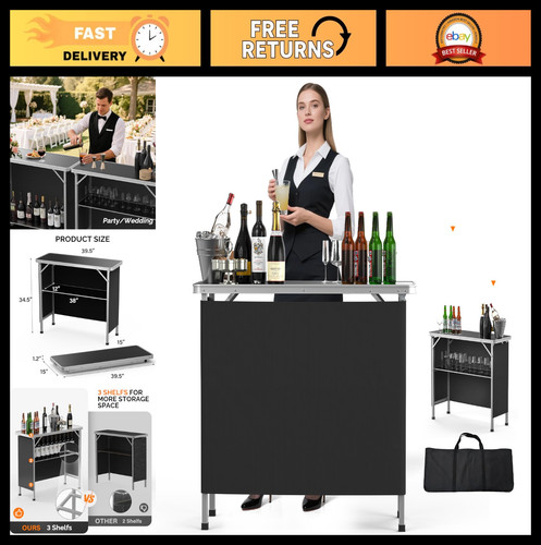 Folding portable bar table - folding,