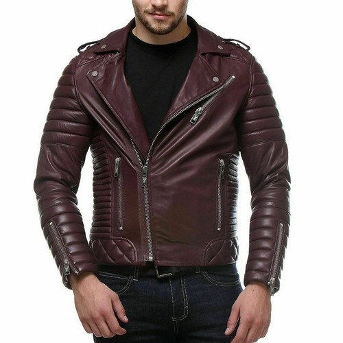 Bordeaux rosso pelle biker - rosso,