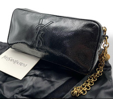 Borsa a marsupio Yves Saint Laurent YSL nera in vernice con logo in rilievo eleganza