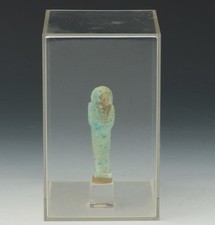 Antica figura egizia intagliata a mano Faience in pietra smaltata Ushabti
