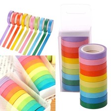 Washi Tape Set di 10 Nastro Tinta Unita per Forniture Scuola Fai da Te