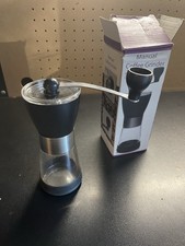 Macinacaffè Manuale Facile Girare Manico Base in Vetro Trasparente (B1)