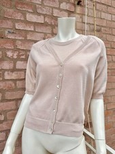 DOLCE & GABBANA Knit Cardigan Top Set Blush Pink Cotton Italian Size IT 40 S M