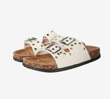 CIABATTE DONNA BEIGE SOLO SOPRANI CON BORCHIE BIANCO ESTATE 2025 SSW519N73