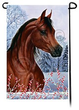 Arabian Horse Winter Berries Garden Flag